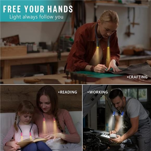 Lightweight Neck Reading Light,Book Light for Reading in Bed,Knitting Light - Picture 2 of 6